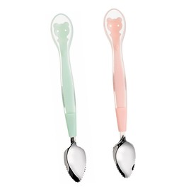 MERRYHAPY 2Pcs Stainless Steel Spoons for Babies Ideal Dessert Spoons for Infants for Scraping and Enjoying Safe and Utensils for Early Feeding
