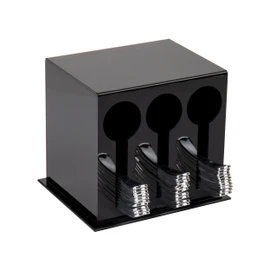Mind Reader Dispenser per utensili, organizer per argenteria, forchetta e cucchiaio in plastica, da cucina, 17,8 cm di lunghezza x 14,6 cm di larghezza x 15,2 cm di altezza, nero