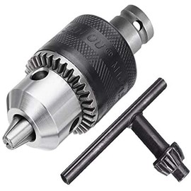 Mesee 1.5-10mm Capacity Keyed Drill Chuck with 1/2" Square Female Adapter, Mount 3/8-24UNF Air Impact Wrench Converter Conversion Tool with Chuck Key