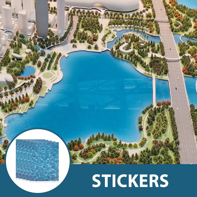 Cabilock 5Pcs Artificial River Tile Sheet 11.61X8.26In Simulated Water-Print Stickers