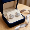 Crystal Orb Stud Earrings - Silver Plated Saturn Planet Celestial