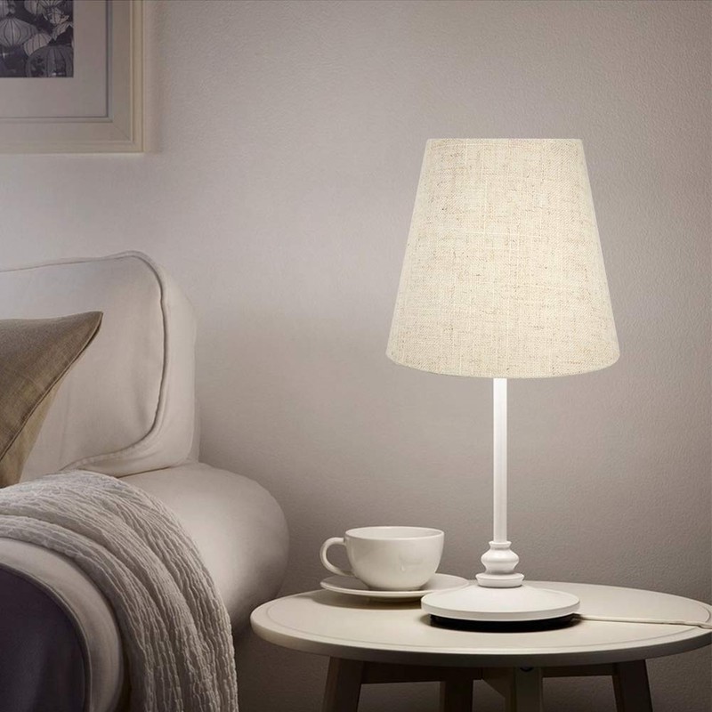 6Pcs Chandelier Lamp Shades, Modern E14 Clip On Natural Burlap