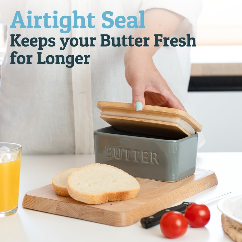 PriorityChef Extra Large Butter Dish with Lid for Countertop, Ceramic
