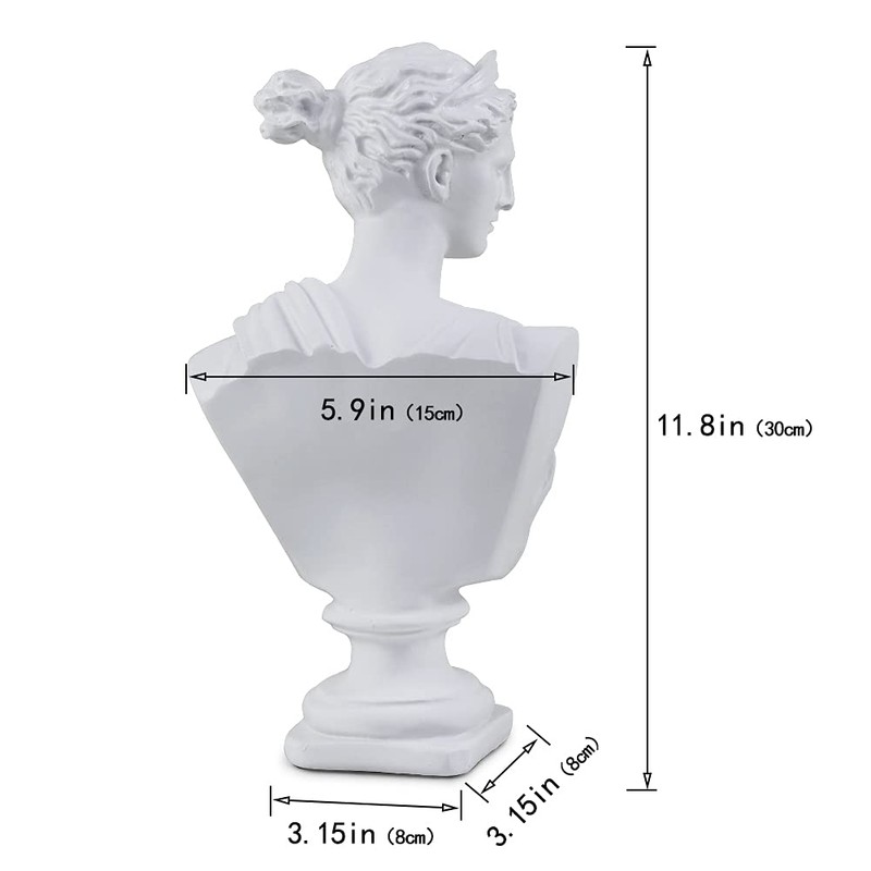 13.8 Inch Classic Greek White Athena Woman Bust Statue, Home