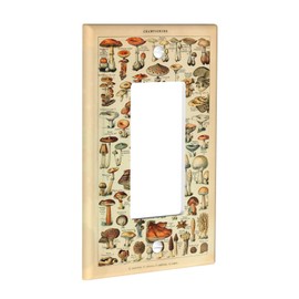 1 Gang Rocker/GFCI Outlet Light Switch WallPlate Cover Faceplate Decorative Faceplate Art Vintage Mushrooms Identification Reference Chart Diagram Botanical Educational Bath Living Room Bedroom Decor