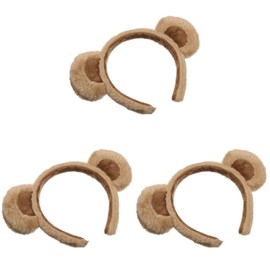 Balacoo Bear Ears Headband: 3pcs Fluffy Animal Head Wear Chipmunk Ear Headband Brown Face Wash Headband Costume for Makeup Party Cosplay