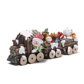 Hodao Christmas Decorations Indoor Home Decor Christmas Small Train Figurines Winter for Table Top Centerpiece Fireplace Decor Cute Christmas Train Decoration Gift (Wood Color Train)