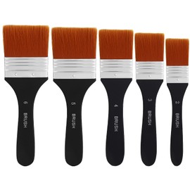 metagio Pack of 5 Watercolour Acrylic Flat Brushes, Acrylic Brush Set, Paint Brush Set, Oil Paint Brush, Nylon Brush, Oil Painting Brush for Painting, Oil Painting, Watercolour, Acrylic, Gouache