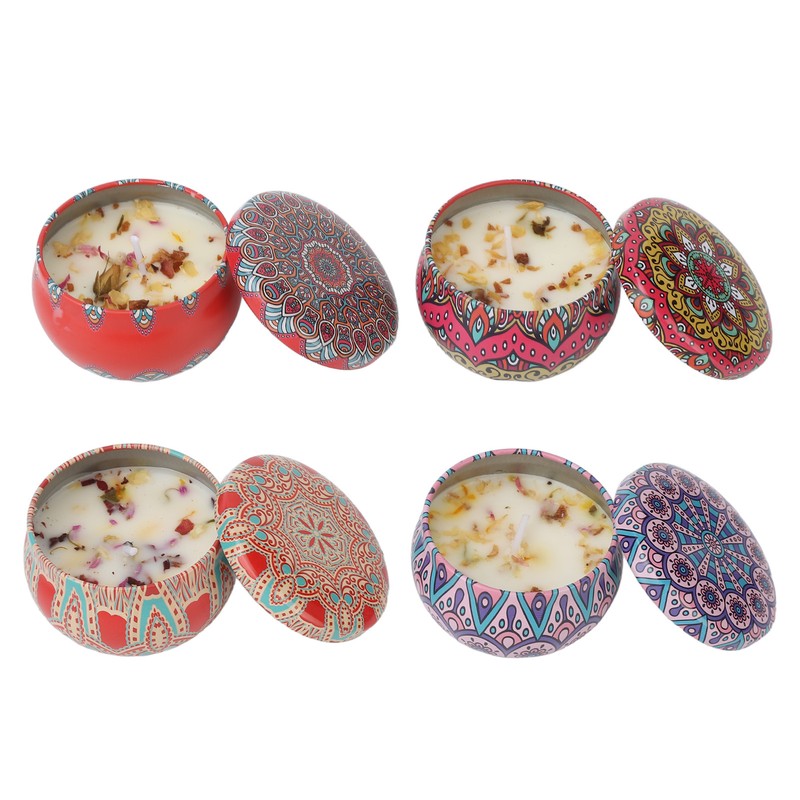 4pcs Dried Flower Aromatherapy Candle Set Long Lasting Aroma Scented