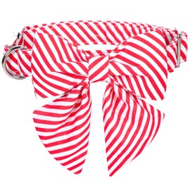 Lionet Paws Christmas Dog Collar with Bowtie - Cute Cotton Adjustable Festival Bowtie Dog Collar with Metal Buckle for Small Medium Large Dog Girl Boy Gift, L, Neck 16-24in