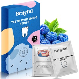 Briteful Teeth Whitening Strips - 28 Strips - Advanced Non-Peroxide Formula with 8% Pap - Easy to Use Teeth Whitening Kit - Premium Teeth Whitener Product (14 Treatments, Blue Raspberry)