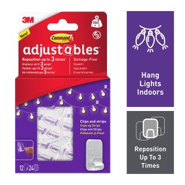 Command Adjustables Repositionable Clips 12 Clips + 24 strips/PK 17840CLR-12UKN