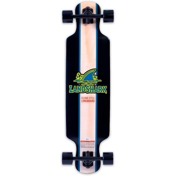 Landshark Island Style Longboard Skateboard, Black, One Size