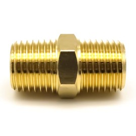 AHFMANG 5PCS Brass Hex Nipple 1/4" NPT × 1/4" NPT Male Pipe Fitting