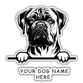 Customize Pet Sticker Decal With Your Dog Name | Custom Drawn Pet Decals For Your Car, Truck, SUV, Window, Laptop, Water Bottles, Phones And Wall 5 Inch (bullmastiff)