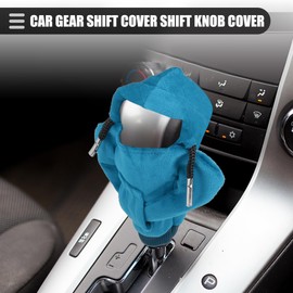 X AUTOHAUX Car Gear Shift Cover Shift Knob Cover, Fabric, Blue, 2 Pcs