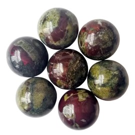Manekieko 7 Pcs Natural Dragon Blood Jasper 2cm Crystal Sphere Ball Set,Feng Shui Chakra Aura Home Desk Decor Decorative Collection