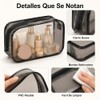 Cosmetiqueras Transparentes 3 Piezas de PVC, Bordes Negros, 18 x