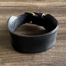 Pitmmord Punk Rock Adjustable Belt Buckle Bracelet Faux Leather Arm Band Cuff Bracelet(Black)