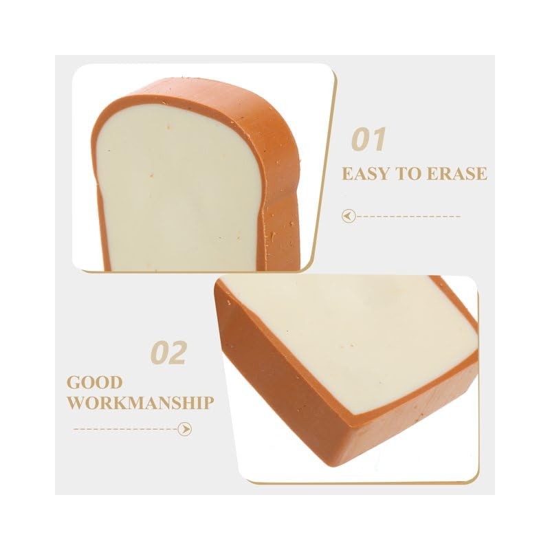 4 Pcs Kawaii Toast Bread Eraser Cute Pencil Eraser Stationery