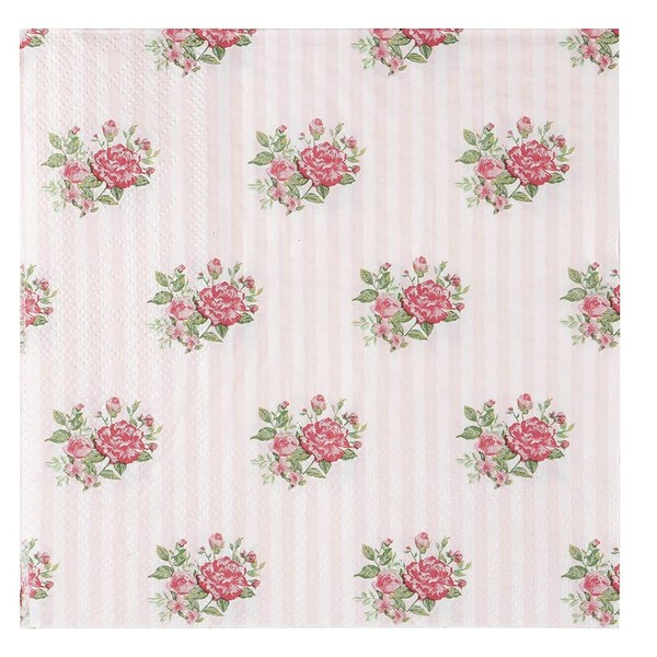 Servilletas de papel florales, servilletas de fiesta rosadas vintage (16,5 cm, 100 unidades)