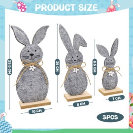 Herbst Pack of 3 Decorative Stands for Easter, Easter Bunny Decoration, Large Wooden and Felt Easter Decoration for Standing, Easter Rabbit Decoration, Indoor Easter Decoration, Natural