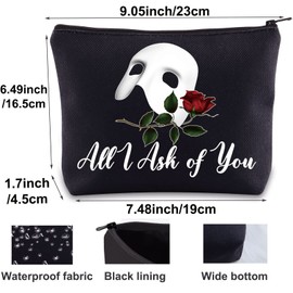 BWWKTOP Christine Musical Makeup Bag Christine Inspired Gifts All I Ask Of You Makeup Zipper Pouch Bag Musical Theatre Gifts(All I Ask)