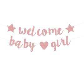 Welcome Baby Girl Banner, Glitter Welcome Baby Decorations Welcome Baby Girl Banner Decorations Welcome Baby Girl Glitter Banner Baby Shower Banners Girl Baby Girl Banner New Baby Girl Decorations