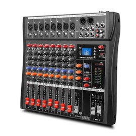 Yamnweo GX8 Professional Sound Board Console 8 Channel Mixer Desktop System Interface Digital USB Computer MP3 Input 48V Phantom Power Stereo DJ Mixer (GX8)