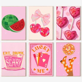 cupmod 6 Packs Vintage Paint by Numbers Kit for Adults,DIY Acrylic Watercolor Oil Painting by Number On Canvas Without Frame,Retro Funny Drinks Paint by Numbers Kit for Home Wall Decor 8x12inch