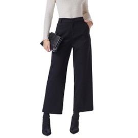 heipeiwa Women's Wool Blend Winter Pants Warm High Waist Dress Work Business Casual Slacks Pant Black