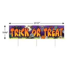 Beistle Jumbo Corrugated Plastic Trick or Treat Yard Sign with Metal Stakes