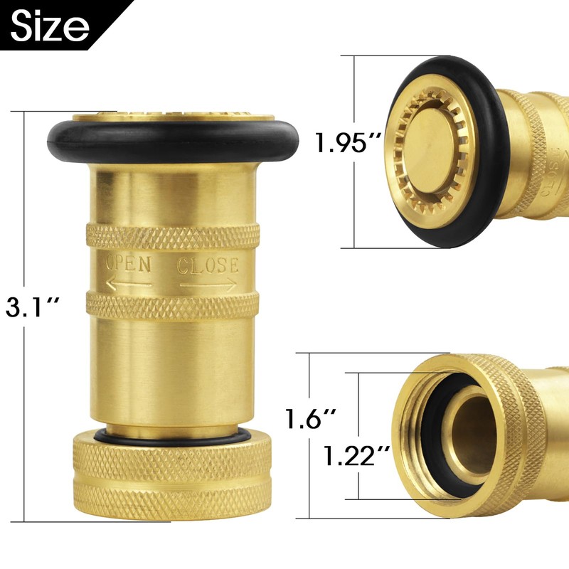 Fire Hose Nozzle 1" NH/NST Spray Jet Fog, 100 PSI