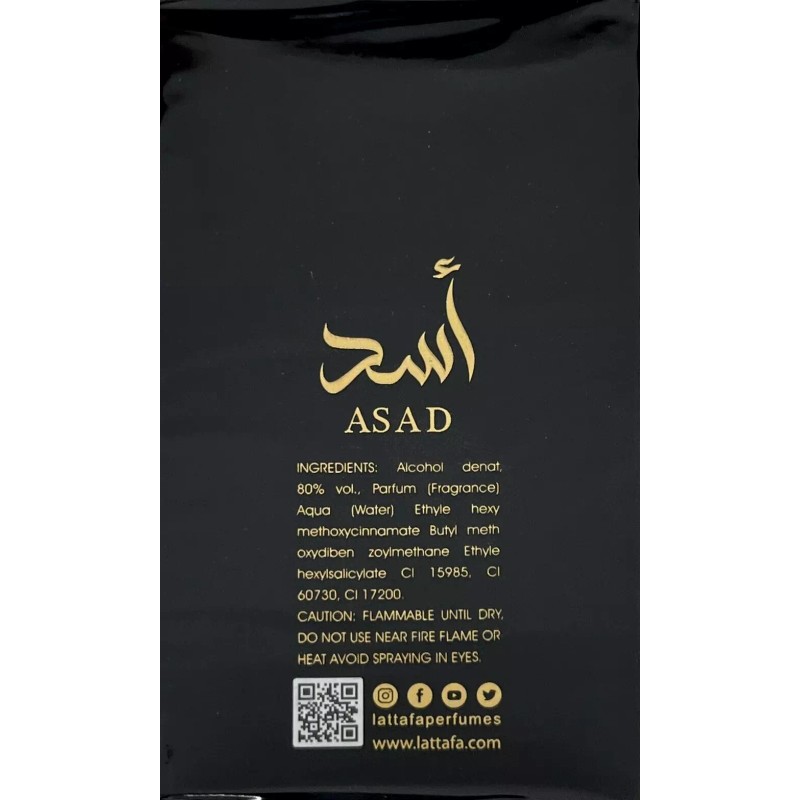 LATTAFA ASAD EAU DE PARFUM SPRAY UNISEX 3.4 Oz /