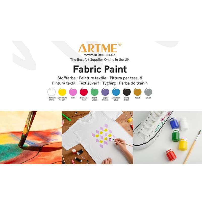 Artme Fabric Paint Dye Set 10 Colours 20ml x10 -