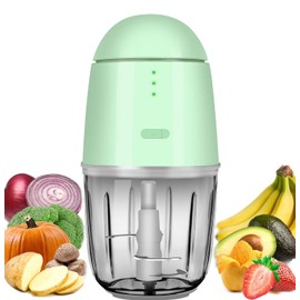 Food Processor - Rechargeable Mini Food Processor & Portable Small Food Chopper for Vegetables Fruit Onion Garlic, Kitchen 1.3Cup 10 0z,150 Watts, Glass Container Dishwasher Safe (Green)