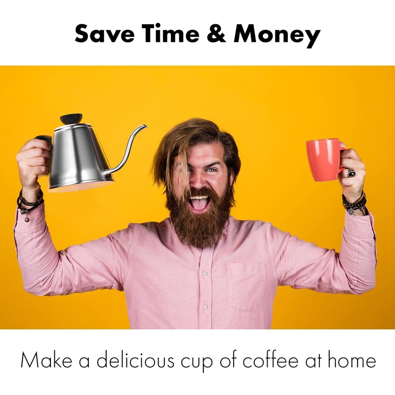 LuxHaus Pour Over Kettle - Gooseneck Kettle With Thermometer -
