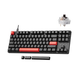 LEMOKEY X1 Wired Mechanical Keyboard, QMK Programmable TKL Layout with Pre-Lubed Tactile Switch, North-Facing Red Backlit NKRO Compatible with Windows