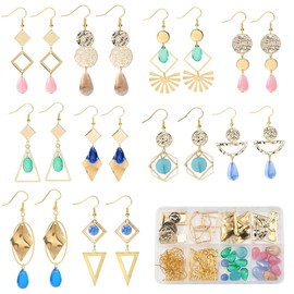 SUNNYCLUE 10 Pairs Teardrop Earrings for Women Gold Dangle Earrings for Women Trendy 2025 Fashion 304 Stainless Steel Square Rhombic Geometric Shaped Linking Connectors Jewellery Sets Birthday Gifts