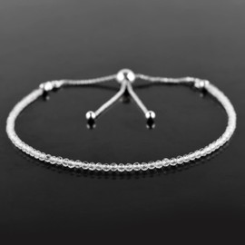 Natural White Topaz Gemstone Beads Bolo Bracelet, Adjustable Slider Box Chain, Energy Stones, Chakra Healing Crystals, Silver Plated, Birthstone, Gemstones Women Jewelry, Anniversary Gift