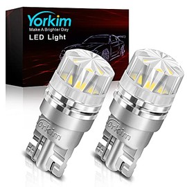 Yorkim 194 LED Bulbs 6500K White with special diamond cover T10 Led Bulb 168 Led Bulb 2825 W5W Bulb for Car Interior Lights Side Marker Lights Courtesy Map Dome Trunk License Plate Lights, Pack of 2