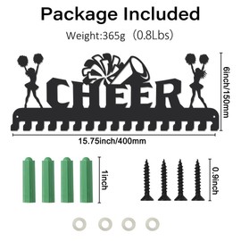 SUPERDANT Cheer Medal Hook Cheerleaders Sports Medal Holder Cheerleading Display Hanger Rack Metal 17 Hooks Medals Wall Mount Ribbon Display Holder Rack Decor Iron Hooks Gifts for Athletes