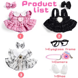 iBayda - Juego de 3 juegos de ropa y accesorios para muñecas de 17 cm, incluye 3 vestidos, 3 horquillas, 1 zapato, 1 anteojos, 1 bolsa (muñeca no incluida)