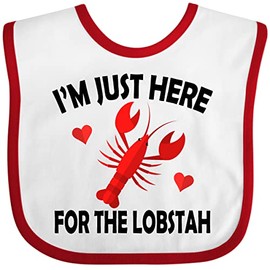 inktastic Just Here for the Lobster Baby Bib White and Red 3fa04