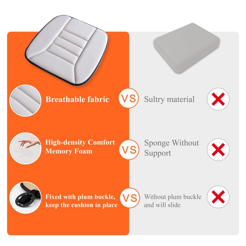 kingphenix Car Seat Cushion with 1.2inch Comfort Memory Foam, Seat