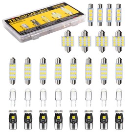 Spurtar 32PCS Interior Car Lights Extra Bright White Dome Map Tail LED Bulbs Light Car Kit Set T10-COB T10-3030 28mm 31mm 41mm 194 LED Bulb for Trunk Cargo Door Courtesy License Plate Light