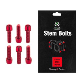 CNC Bike Stem Bolts,M5x18mm Bicycle Stem Bolts for MTB/Road Bike/BMX with Washers（Red）