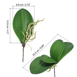 PATIKIL Faux Orchid Leaves 4.3 Inch, 6 Pack Small Artificial Phalaenopsis Foliage Real Latex Touch Green Plant 4 Leaves with Stems for Home Flowers Pot Decor, Green