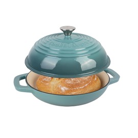 Fijxzct Premium Enameled Cast Iron Dutch Oven for Bread Baking | Non-Stick 5QT Oval Bread Oven with Lid | Perfect for Sourdough, Loaf, and Artisan Baking (Round Green, 5 QT)