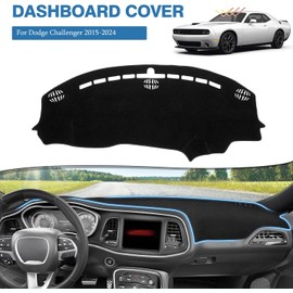 FIILINES Dash Cover for Dodge Challenger 2015-2024, Dashboard Mat Cover Challenger Accessories Sunshade Nonslip Mesh Protector No Glare Black